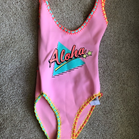 NWT TOPSHOP Aloha Swimsuit One piece 🌈☀️💗US Sz 4 - Picture 7 of 8